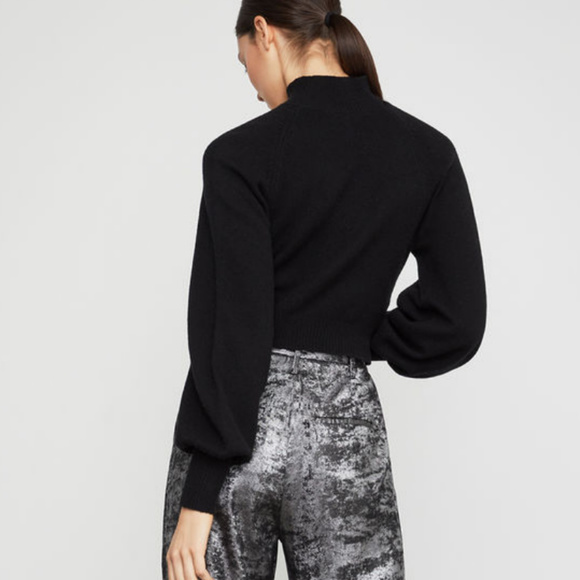 BCBGMAXAZRIA Turtleneck Cropped Black Sweater - Picture 3 of 5